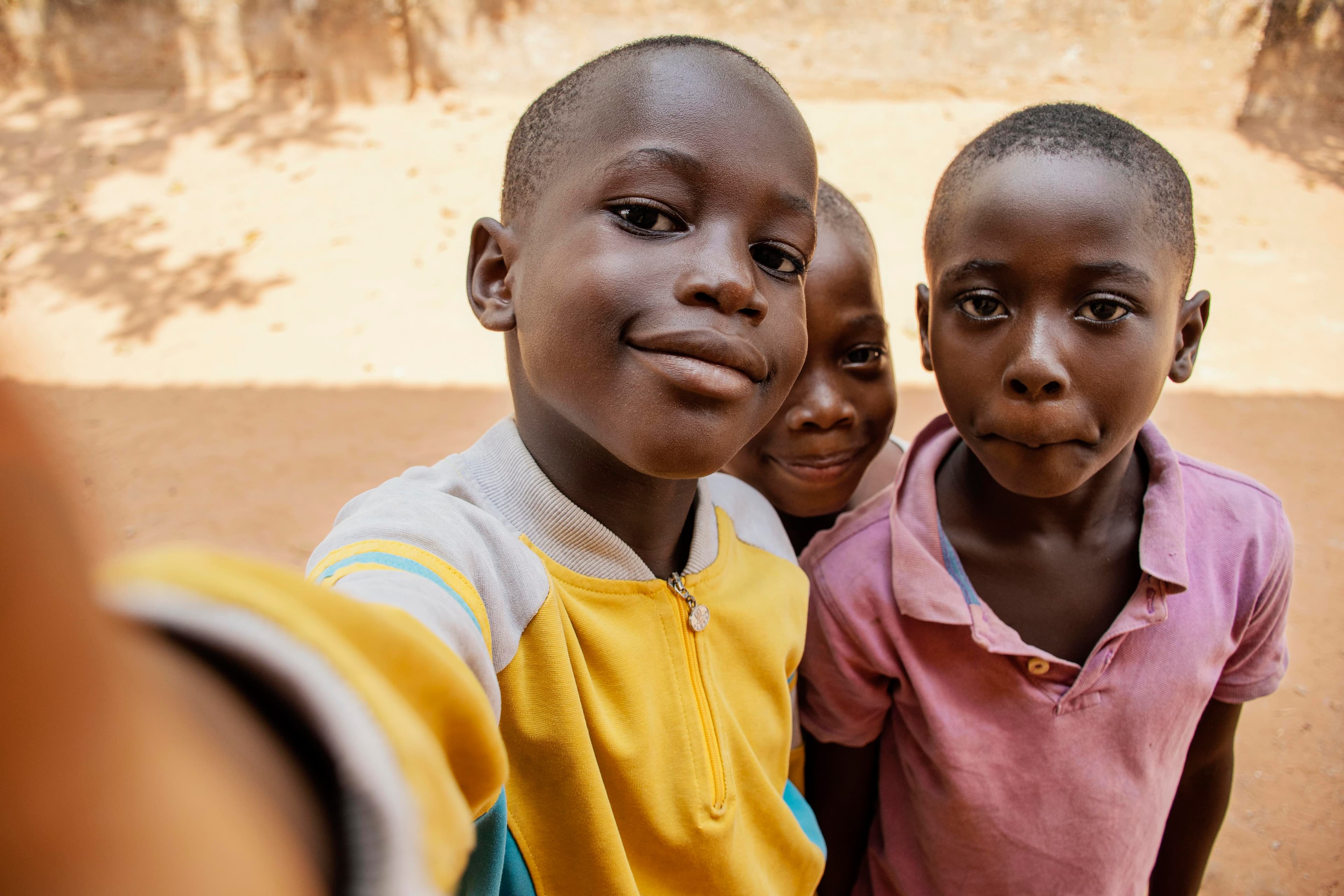 Kids taking selfie